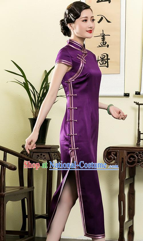 Traditional Ancient Chinese Young Women Cheongsam Dress Republic of China Tangsuit Stand Collar Blouse Dress Tang Suit Clothing for Women