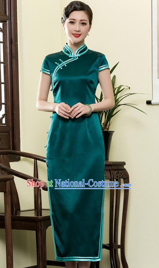 Traditional Ancient Chinese Young Women Cheongsam Dress Republic of China Tangsuit Stand Collar Blouse Dress Tang Suit Clothing for Women