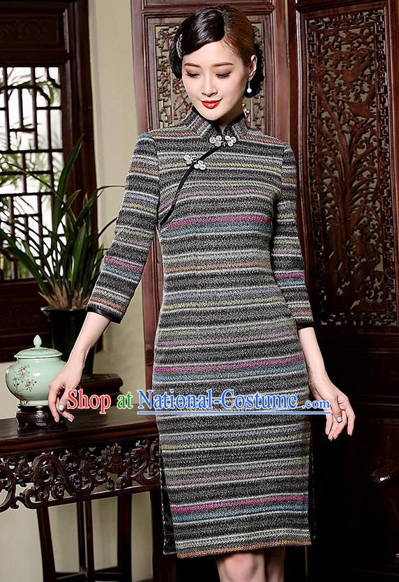 Traditional Ancient Chinese Young Women Cheongsam Dress Republic of China Tangsuit Stand Collar Blouse Dress Tang Suit Clothing for Women