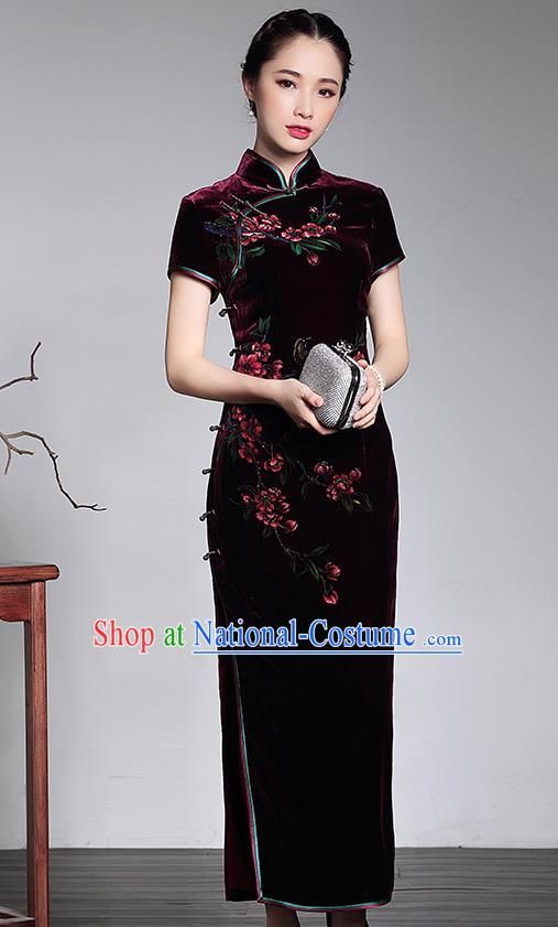 Traditional Ancient Chinese Young Women Cheongsam Dress Republic of China Tangsuit Stand Collar Blouse Dress Tang Suit Clothing for Women