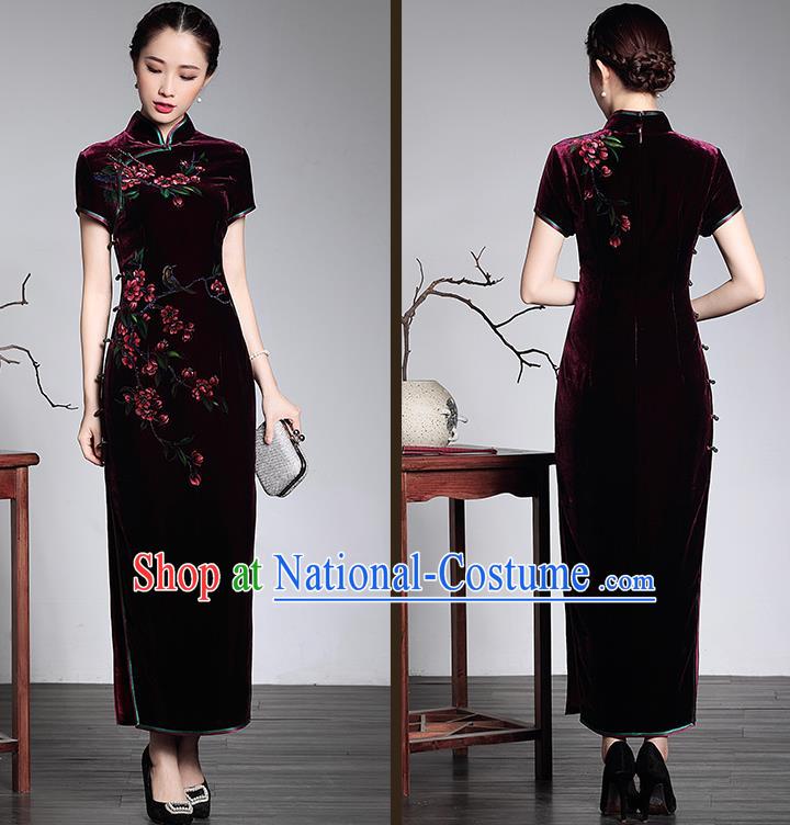 Traditional Ancient Chinese Young Women Cheongsam Dress Republic of China Tangsuit Stand Collar Blouse Dress Tang Suit Clothing for Women