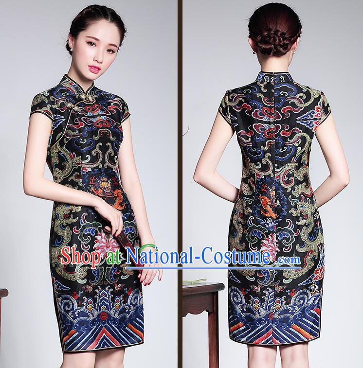 Traditional Ancient Chinese Young Women Cheongsam Dress Republic of China Tangsuit Stand Collar Blouse Dress Tang Suit Clothing for Women