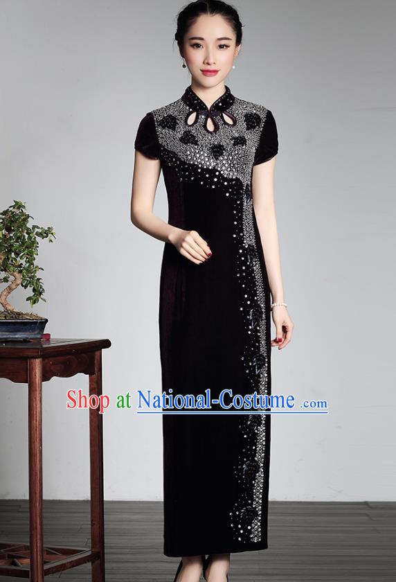 Traditional Ancient Chinese Young Women Cheongsam Dress Republic of China Tangsuit Stand Collar Blouse Dress Tang Suit Clothing for Women