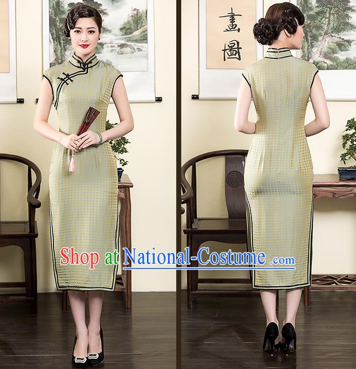 Traditional Ancient Chinese Young Women Cheongsam Dress Republic of China Tangsuit Stand Collar Blouse Dress Tang Suit Clothing for Women