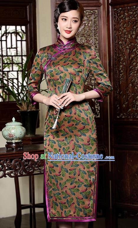 Traditional Chinese National Costume Qipao Watered Gauze Dress, Top Grade Tang Suit Stand Collar Cheongsam for Women