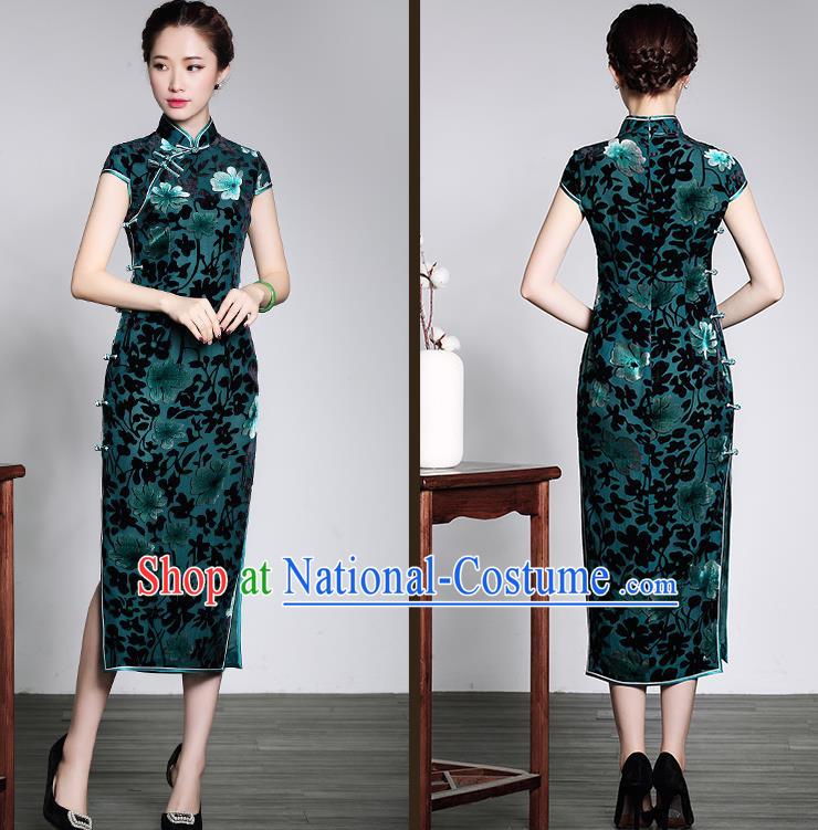 Traditional Ancient Chinese Young Women Cheongsam Dress Republic of China Tangsuit Stand Collar Blouse Dress Tang Suit Clothing for Women