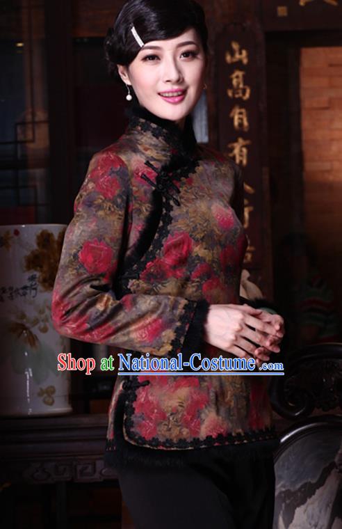 Traditional Ancient Chinese Young Women Cheongsam Dress Republic of China Tangsuit Stand Collar Blouse Dress Tang Suit Clothing for Women