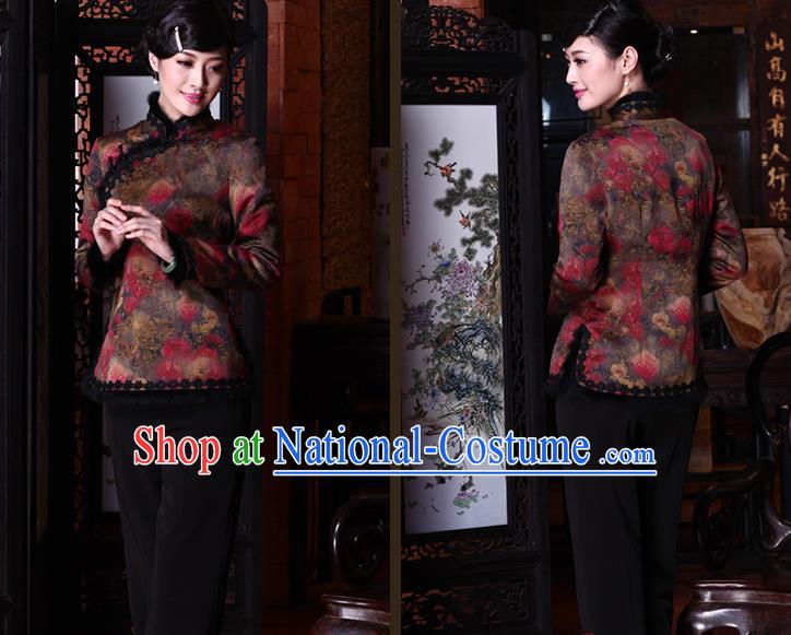 Traditional Ancient Chinese Young Women Cheongsam Dress Republic of China Tangsuit Stand Collar Blouse Dress Tang Suit Clothing for Women