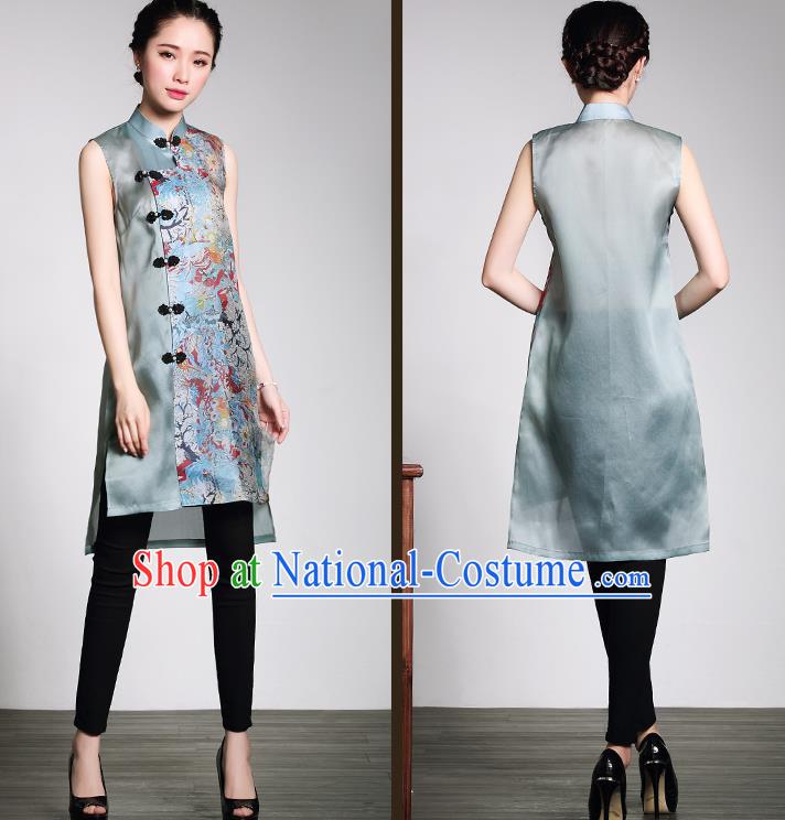 Traditional Ancient Chinese Young Women Cheongsam Dress Republic of China Tangsuit Stand Collar Blouse Dress Tang Suit Clothing for Women