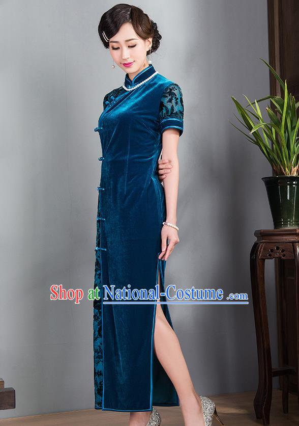 Traditional Ancient Chinese Young Women Cheongsam Dress Republic of China Tangsuit Stand Collar Blouse Dress Tang Suit Clothing for Women