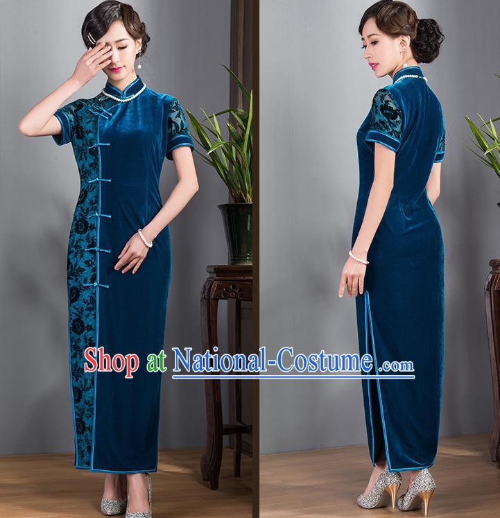 Traditional Ancient Chinese Young Women Cheongsam Dress Republic of China Tangsuit Stand Collar Blouse Dress Tang Suit Clothing for Women