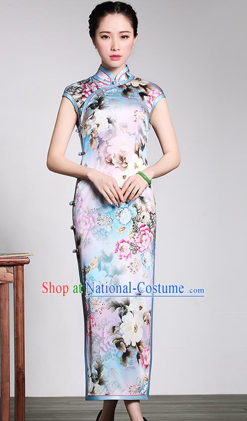 Traditional Ancient Chinese Young Women Cheongsam Dress Republic of China Tangsuit Stand Collar Blouse Dress Tang Suit Clothing for Women