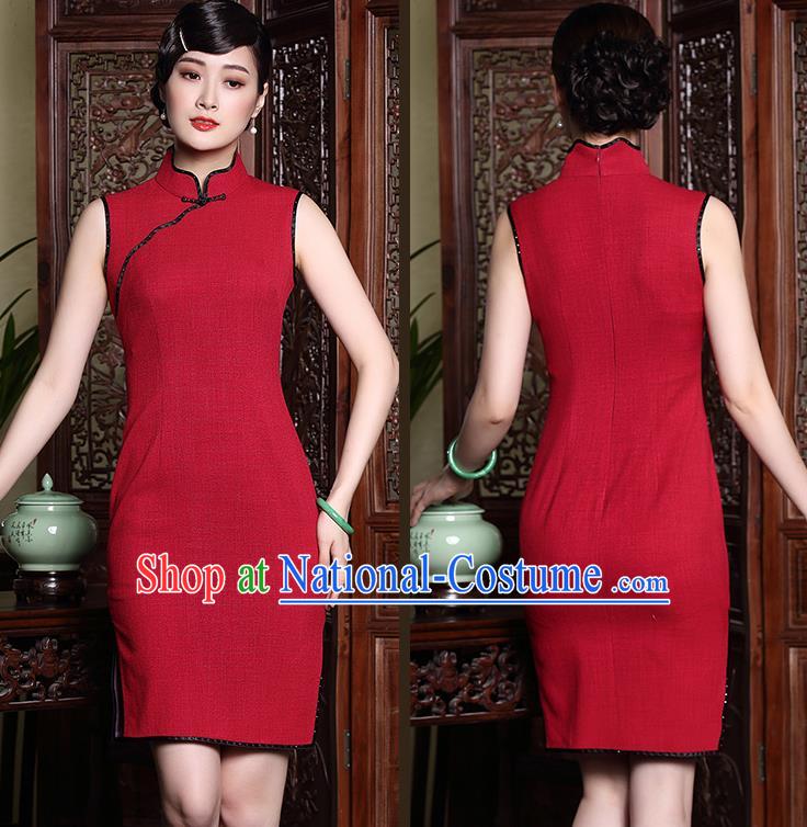 Traditional Ancient Chinese Young Women Cheongsam Dress Republic of China Tangsuit Stand Collar Blouse Dress Tang Suit Clothing for Women