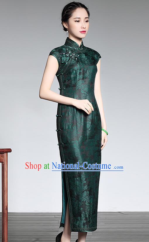 Traditional Ancient Chinese Young Women Cheongsam Dress Republic of China Tangsuit Stand Collar Blouse Dress Tang Suit Clothing for Women