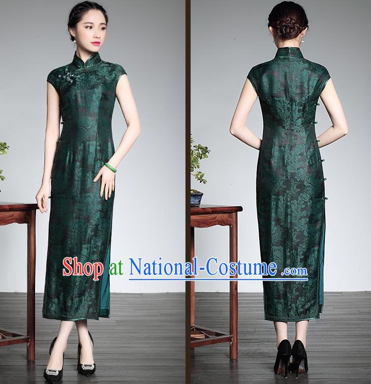 Traditional Ancient Chinese Young Women Cheongsam Dress Republic of China Tangsuit Stand Collar Blouse Dress Tang Suit Clothing for Women