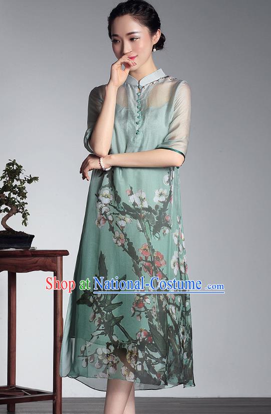 Traditional Ancient Chinese Young Women Cheongsam Dress Republic of China Tangsuit Stand Collar Blouse Dress Tang Suit Clothing for Women