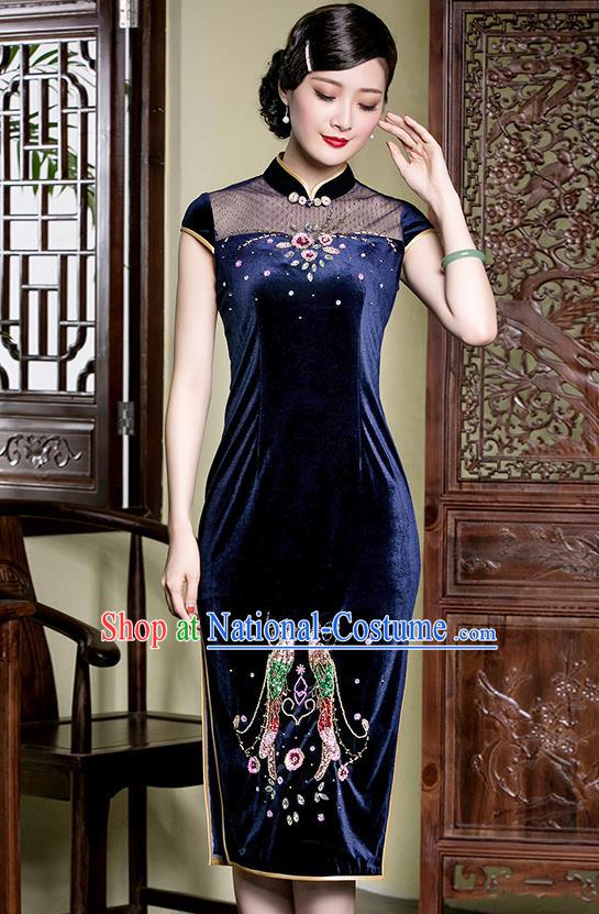 Traditional Ancient Chinese Young Women Cheongsam Dress Republic of China Tangsuit Stand Collar Blouse Dress Tang Suit Clothing for Women