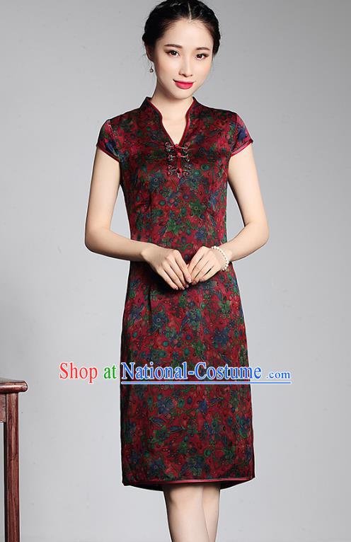 Traditional Ancient Chinese Young Lady Retro Cheongsam Watered Gauze Dress, Asian Republic of China Qipao Tang Suit Clothing for Women