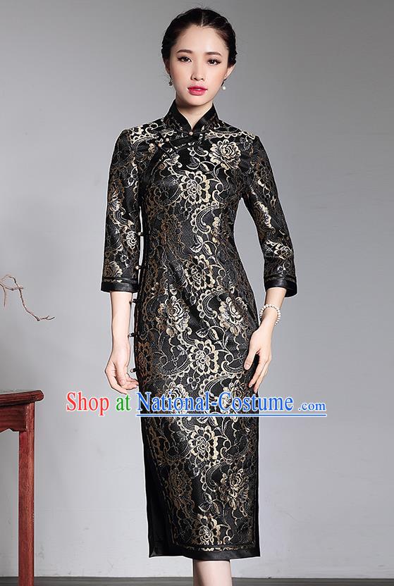 Traditional Ancient Chinese Young Women Cheongsam Dress Republic of China Tangsuit Stand Collar Blouse Dress Tang Suit Clothing for Women