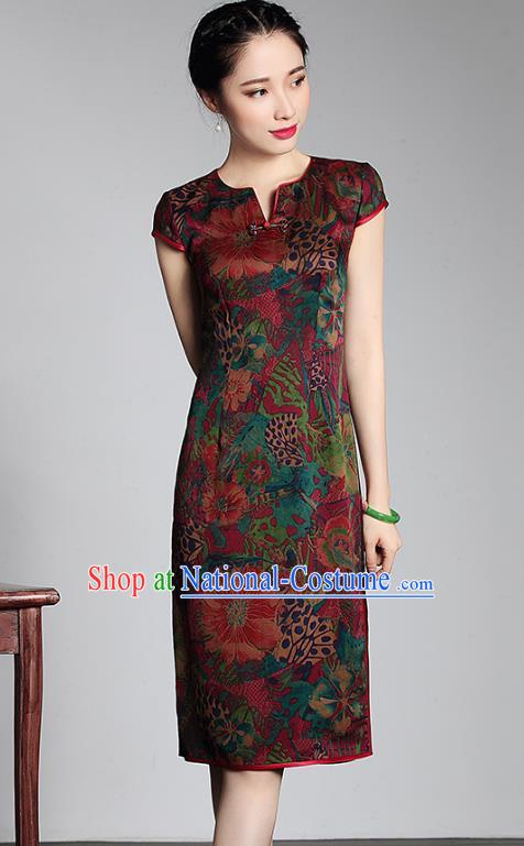 Traditional Ancient Chinese Young Lady Retro Watered Gauze Cheongsam, Asian Republic of China Qipao Tang Suit Dress for Women