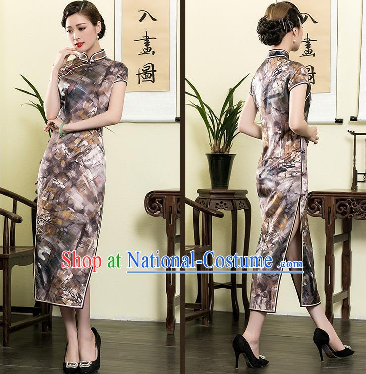 Traditional Ancient Chinese Young Women Cheongsam Dress Republic of China Tangsuit Stand Collar Blouse Dress Tang Suit Clothing for Women