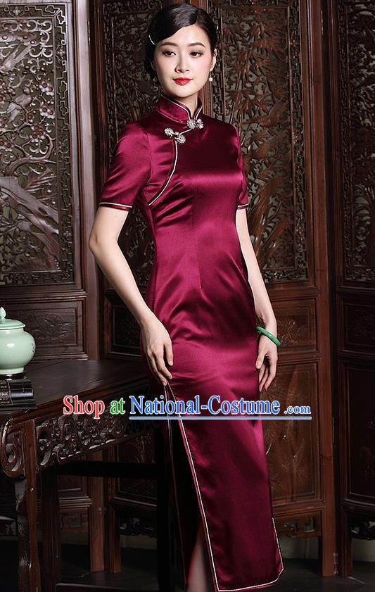 Traditional Ancient Chinese Young Women Cheongsam Dress Republic of China Tangsuit Stand Collar Blouse Dress Tang Suit Clothing for Women