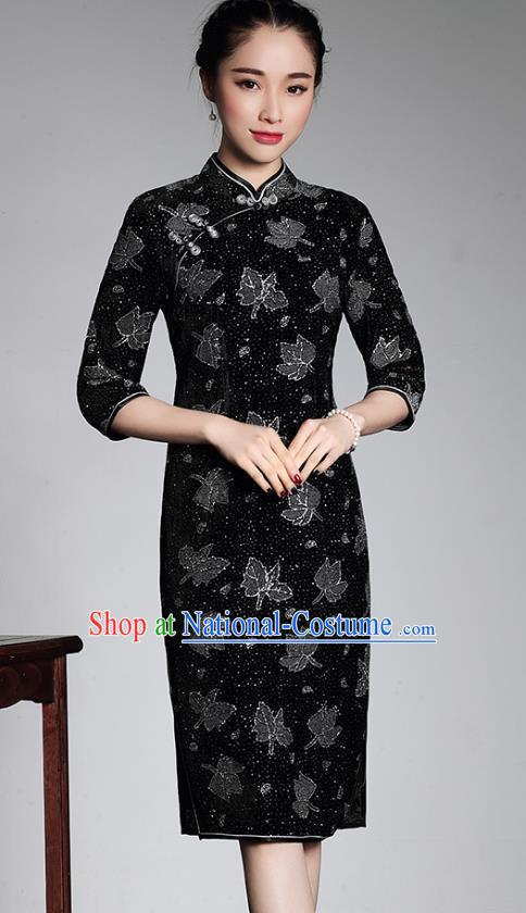 Traditional Ancient Chinese Young Women Cheongsam Dress Republic of China Tangsuit Stand Collar Blouse Dress Tang Suit Clothing for Women