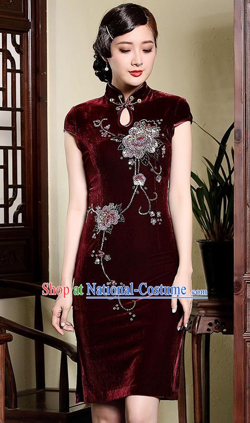 Traditional Ancient Chinese Young Women Cheongsam Dress Republic of China Tangsuit Stand Collar Blouse Dress Tang Suit Clothing for Women