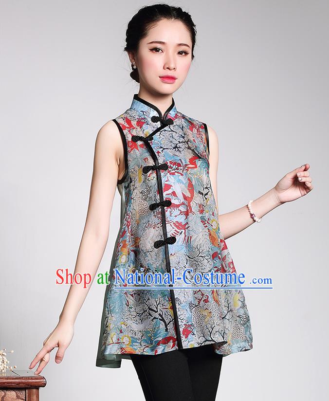 Traditional Ancient Chinese Young Women Cheongsam Dress Republic of China Tangsuit Stand Collar Blouse Dress Tang Suit Clothing for Women