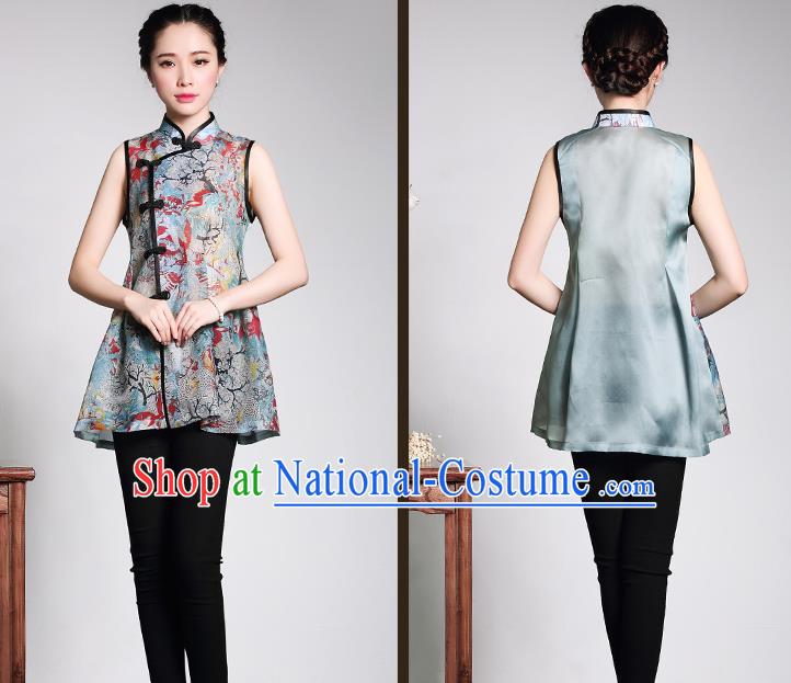 Traditional Ancient Chinese Young Women Cheongsam Dress Republic of China Tangsuit Stand Collar Blouse Dress Tang Suit Clothing for Women