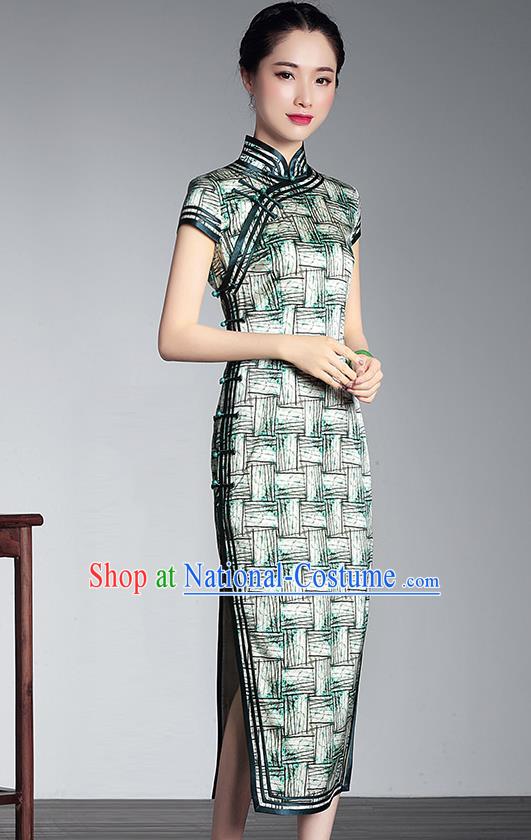 Traditional Ancient Chinese Young Women Cheongsam Dress Republic of China Tangsuit Stand Collar Blouse Dress Tang Suit Clothing for Women