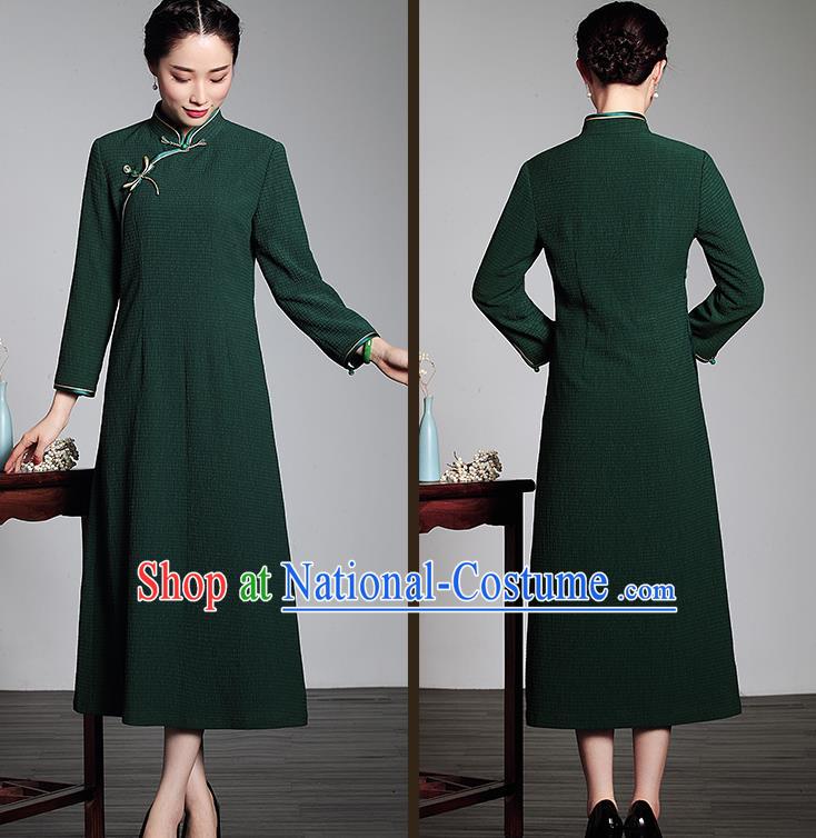 Traditional Ancient Chinese Young Women Cheongsam Dress Republic of China Tangsuit Stand Collar Blouse Dress Tang Suit Clothing for Women