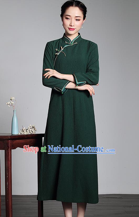 Traditional Ancient Chinese Young Women Cheongsam Dress Republic of China Tangsuit Stand Collar Blouse Dress Tang Suit Clothing for Women