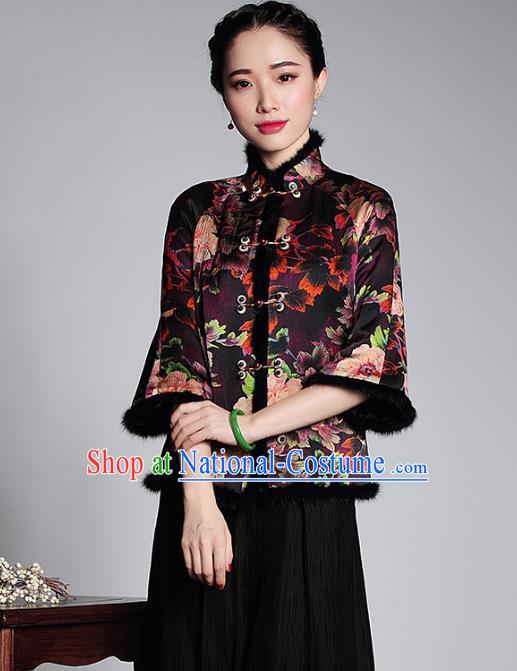 Asian Republic of China Top Grade Plated Buttons Watered Gauze Cheongsam Blouse, Traditional Chinese Tang Suit Qipao Upper Outer Garment for Women