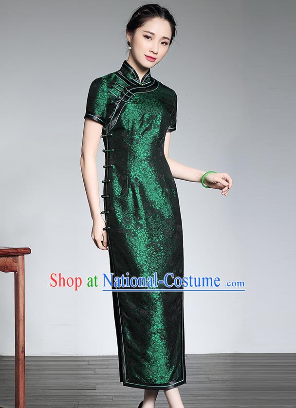 Traditional Ancient Chinese Young Women Cheongsam Dress Republic of China Tangsuit Stand Collar Blouse Dress Tang Suit Clothing for Women