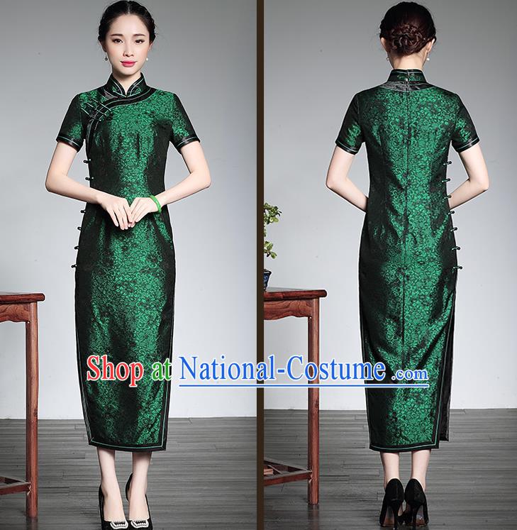 Traditional Ancient Chinese Young Women Cheongsam Dress Republic of China Tangsuit Stand Collar Blouse Dress Tang Suit Clothing for Women