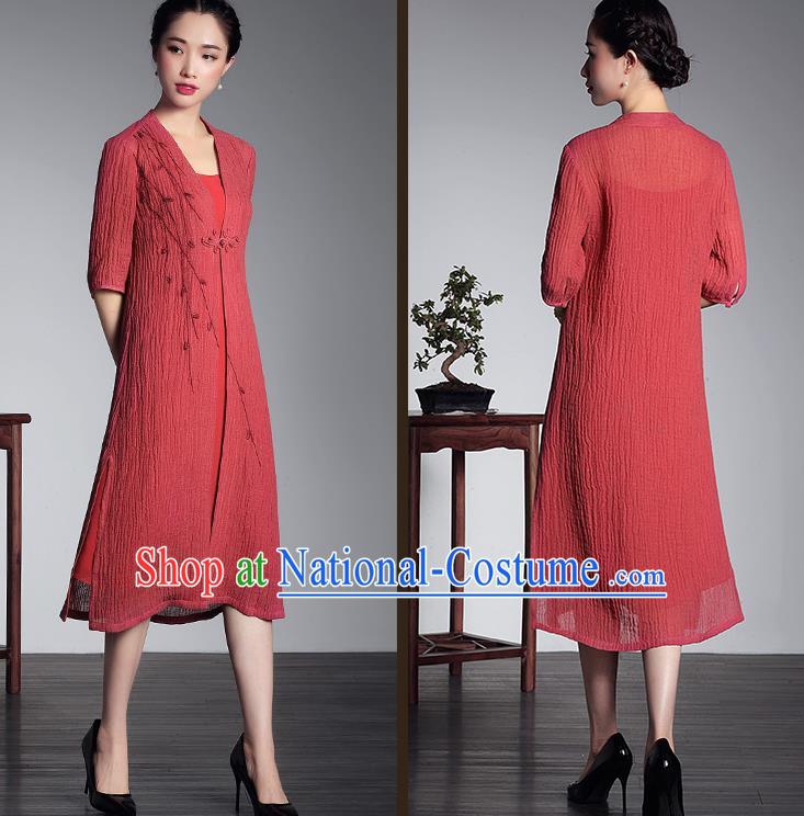 Traditional Ancient Chinese Young Women Cheongsam Dress Republic of China Tangsuit Stand Collar Blouse Dress Tang Suit Clothing for Women