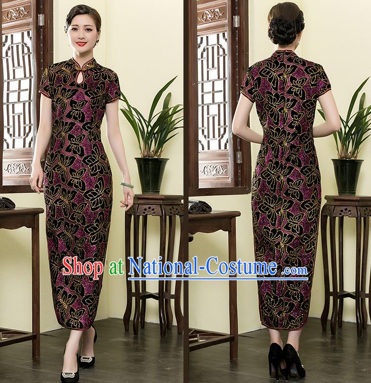 Traditional Ancient Chinese Young Women Cheongsam Dress Republic of China Tangsuit Stand Collar Blouse Dress Tang Suit Clothing for Women