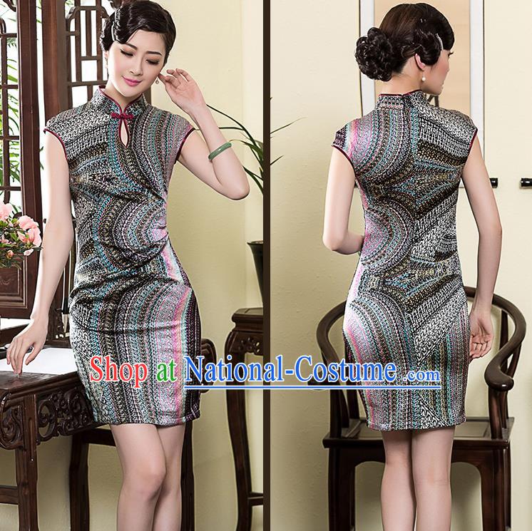 Traditional Ancient Chinese Young Women Cheongsam Dress Republic of China Tangsuit Stand Collar Blouse Dress Tang Suit Clothing for Women