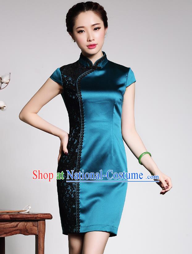 Traditional Ancient Chinese Young Women Cheongsam Dress Republic of China Tangsuit Stand Collar Blouse Dress Tang Suit Clothing for Women