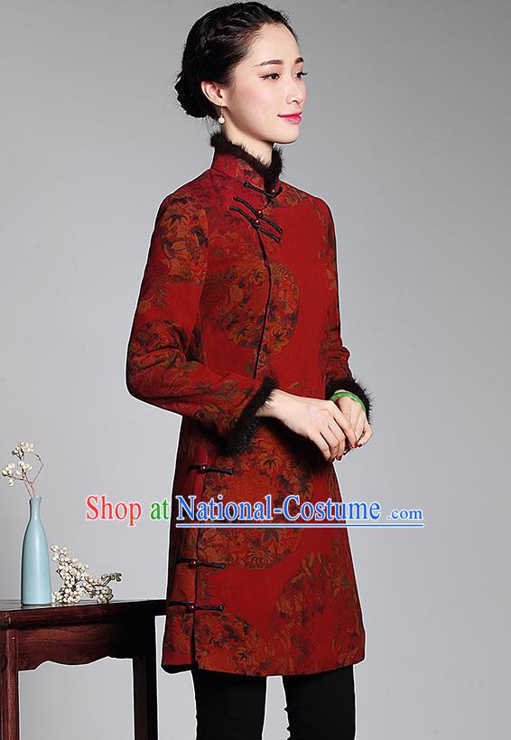 Traditional Ancient Chinese Young Women Cheongsam Dress Republic of China Tangsuit Stand Collar Blouse Dress Tang Suit Clothing for Women