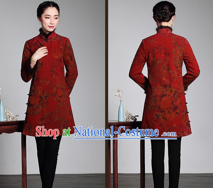 Traditional Ancient Chinese Young Women Cheongsam Dress Republic of China Tangsuit Stand Collar Blouse Dress Tang Suit Clothing for Women