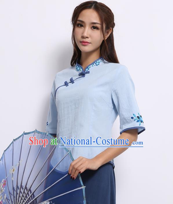 Traditional Ancient Chinese Young Women Cheongsam Dress Republic of China Tangsuit Stand Collar Blouse Dress Tang Suit Clothing for Women