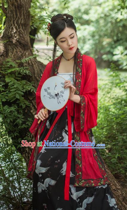 Asian China Song Dynasty Princess Printing Costume, Traditional Ancient Chinese Palace Lady Clothing Complete Set for Women