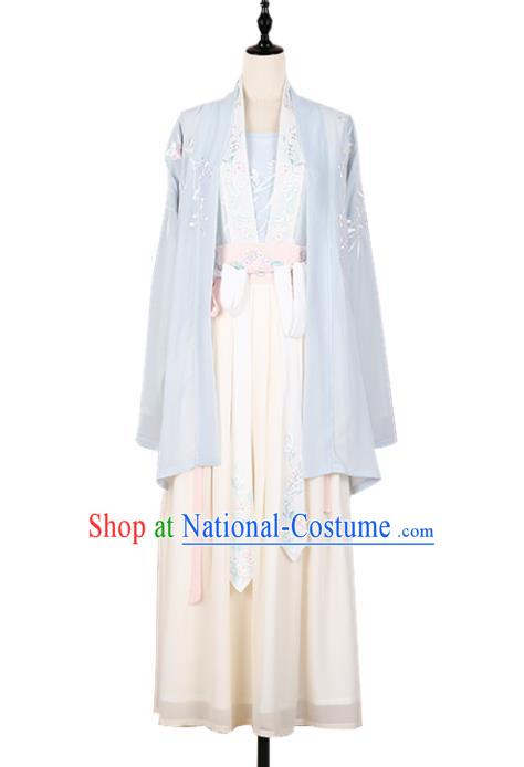 Asian China Song Dynasty Princess Embroidered Costume Complete Set, Traditional Ancient Chinese Palace Lady Embroidery Clothing for Women