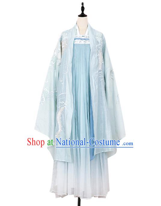 Asian China Tang Dynasty Imperial Concubine Embroidered Costume Complete Set, Traditional Ancient Chinese Princess Elegant Hanfu Clothing for Women