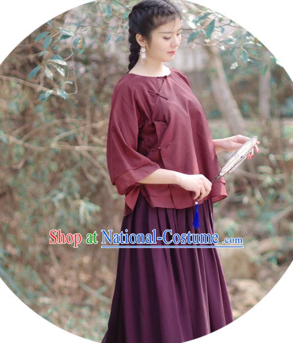 Traditional Ancient Chinese Young Women Cheongsam Dress Republic of China Tangsuit Stand Collar Blouse Dress Tang Suit Clothing for Women