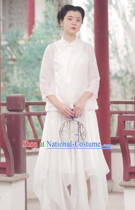 Traditional Ancient Chinese Young Women Cheongsam Dress Republic of China Tangsuit Stand Collar Blouse Dress Tang Suit Clothing for Women