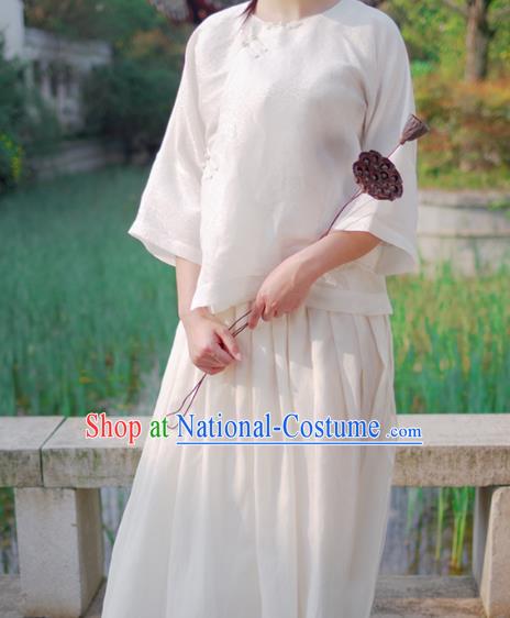 Traditional Ancient Chinese Young Women Cheongsam Dress Republic of China Tangsuit Stand Collar Blouse Dress Tang Suit Clothing for Women