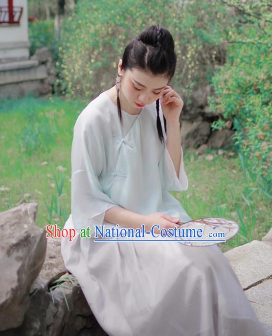 Traditional Ancient Chinese Young Women Cheongsam Dress Republic of China Tangsuit Stand Collar Blouse Dress Tang Suit Clothing for Women